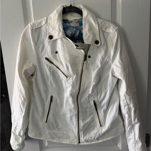 Boden White Moto Jacket for Women Size 12